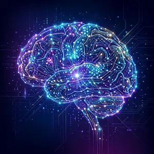 AI chat room graphic representing neural network connections