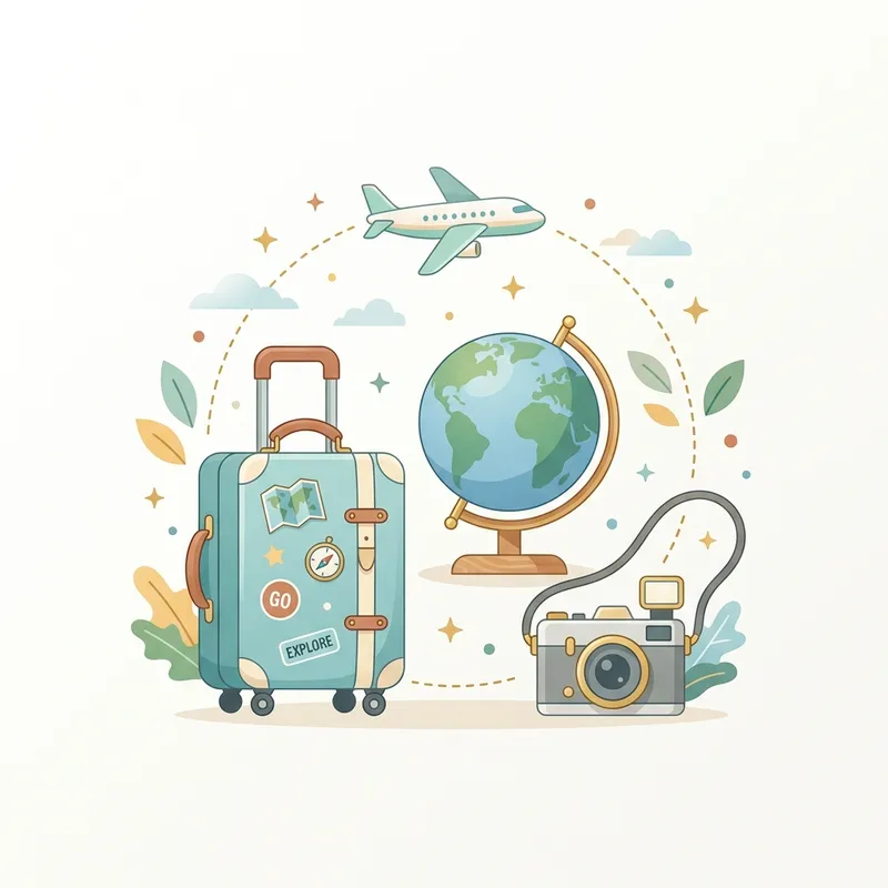 Travel chat room vector illustration of travel suitcase and globe