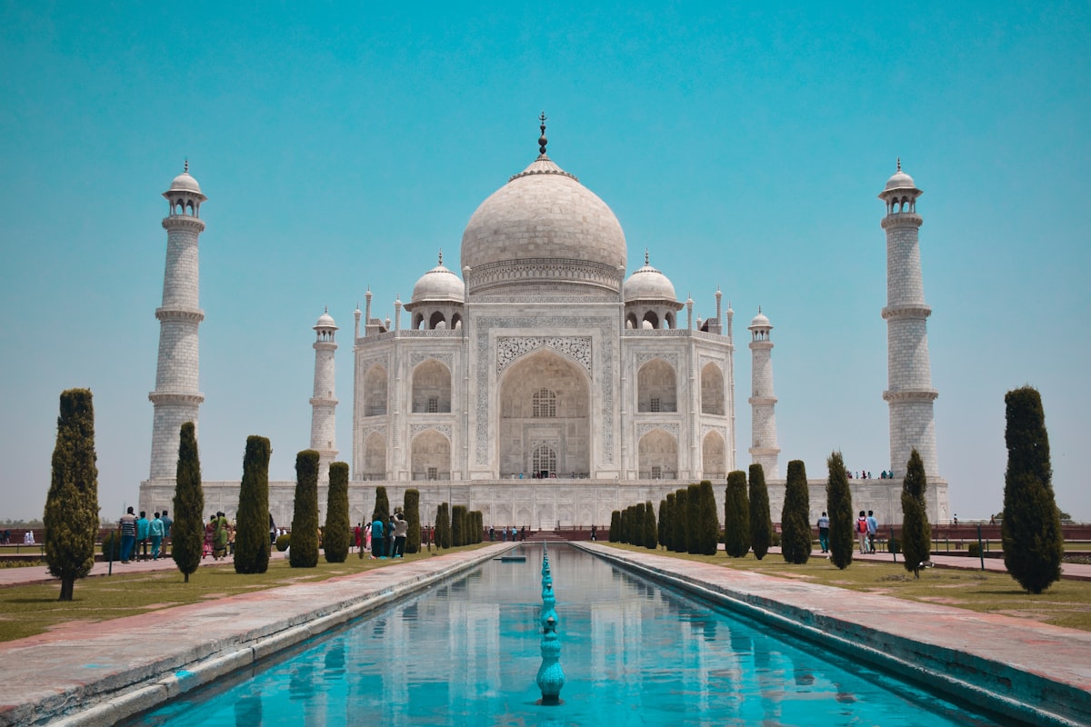 Classic view of the Taj Mahal in Agra